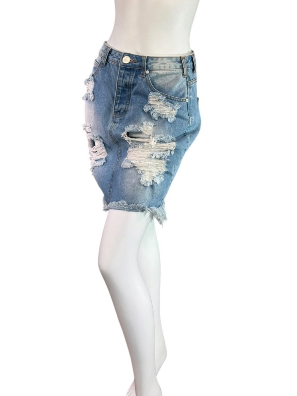 One Teaspoon Distressed Denim Pencil Skirt High Rise, Hi-Lo Hemline Size 29